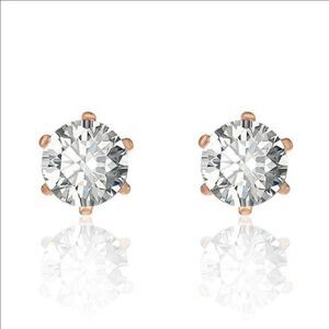 👑 Rosy Gold & Rhinestone Stud Earrings